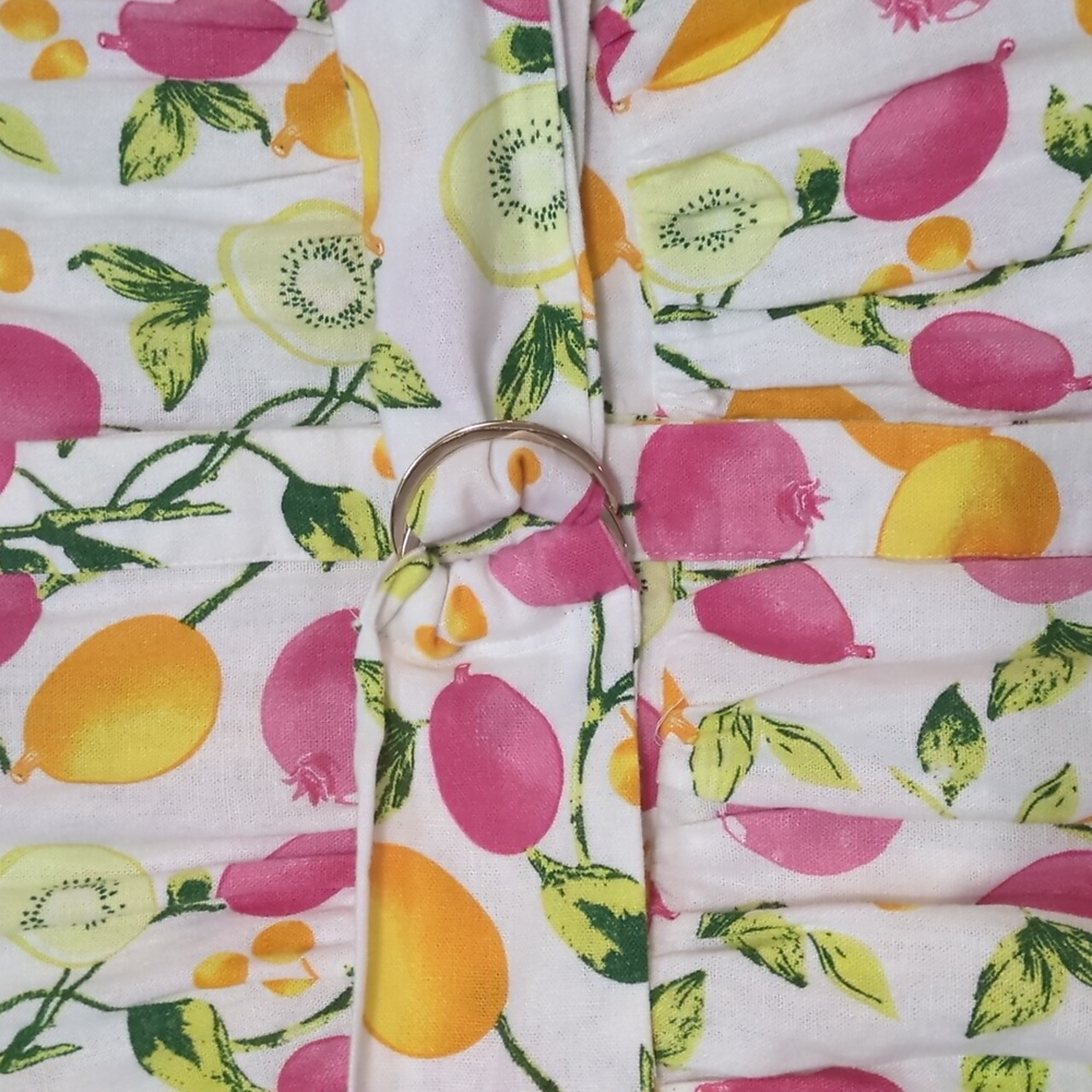 Cynthia Rowley 2 Fruit Kiwi Dress Sleeveless Pink Orange White Collar Button Up - Picture 7 of 16